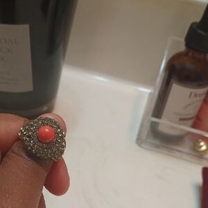 Vintage Gold and Coral Statement Ring